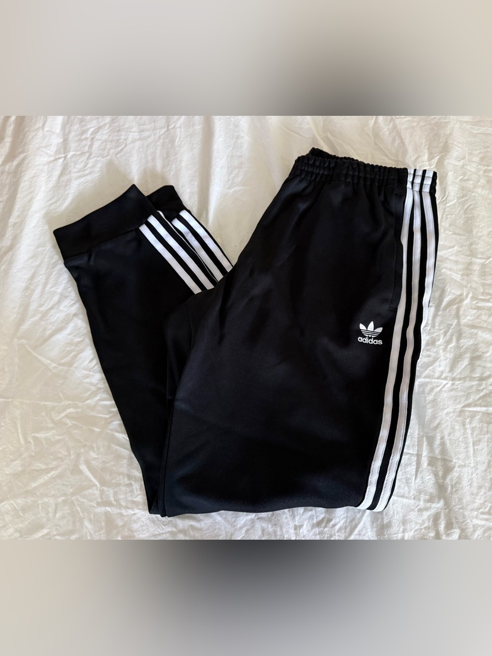adidas Black Jogger Pants with White 3-Stripes XL